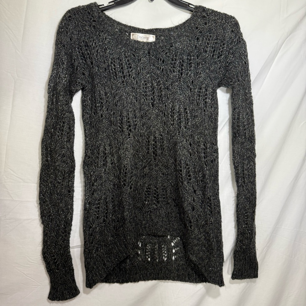 Decree Sparkly Charcoal Knit Sweater Juniors Size Medium